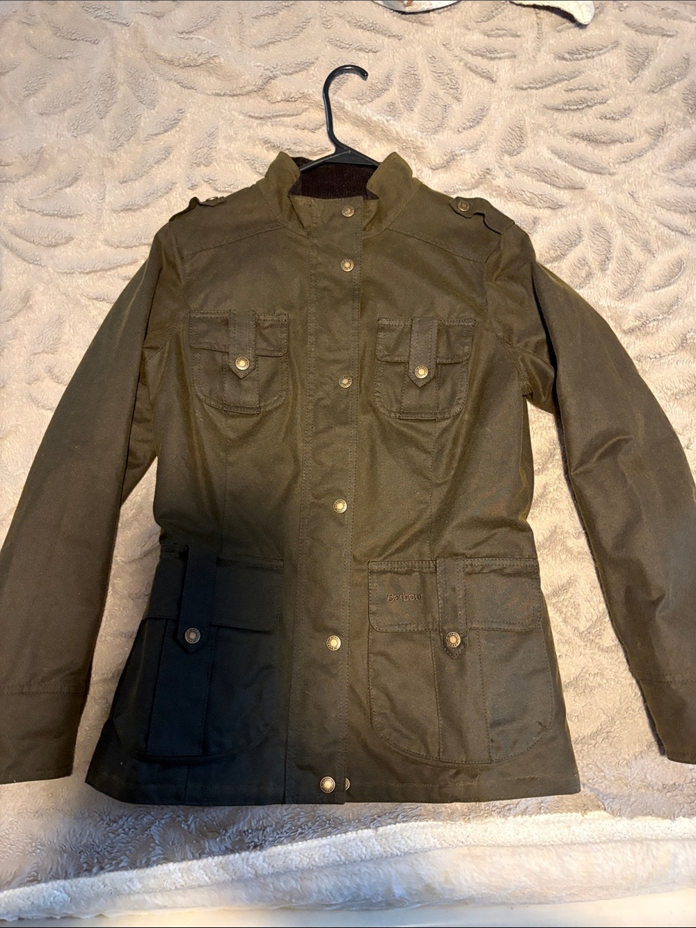 Barbour Olive Green Utility Jacket with Button Front